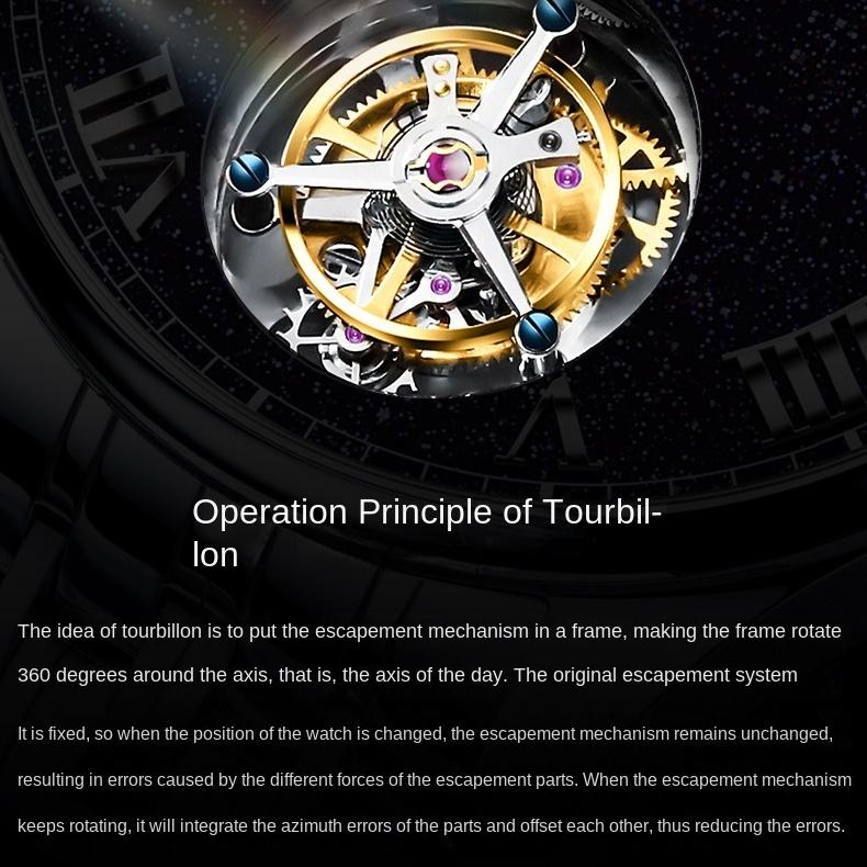 JINSHIDUN Marke Hollow Star Tourbillon Manuelle mechanische Uhr Herrenuhr Herrenuhr