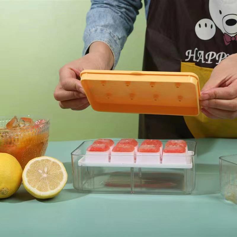 Press-down Ice Cube Tray For Home Refrigerators Kitchen Ice Storage Box With Lid Ice Maker Mold