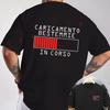 Italian Text Loading Screen Graphic Motorcycle T-Shirt Double-Sided Print Men's Summer Short Sl