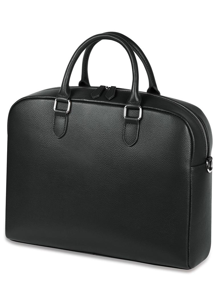 Mura Men's Genuine Leather Shrink-Resistant Briefcase, Large Capacity, A4 Size (Black)