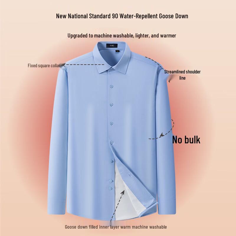 FIRS Men's 90% Goose Down Business Casual Winter Shirt
