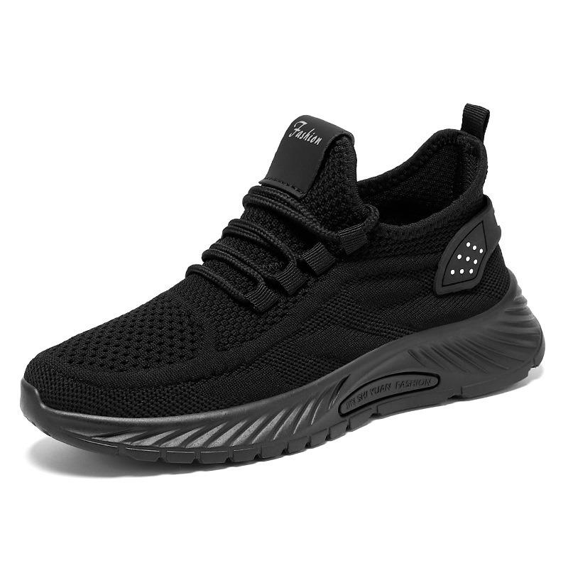 Shoes Female Couple Large Size Sneakers Flying Woven Lace-up Women's Shoes Soft Sole Breathable Running Shoes Light Mouth Comfortable Single Shoes