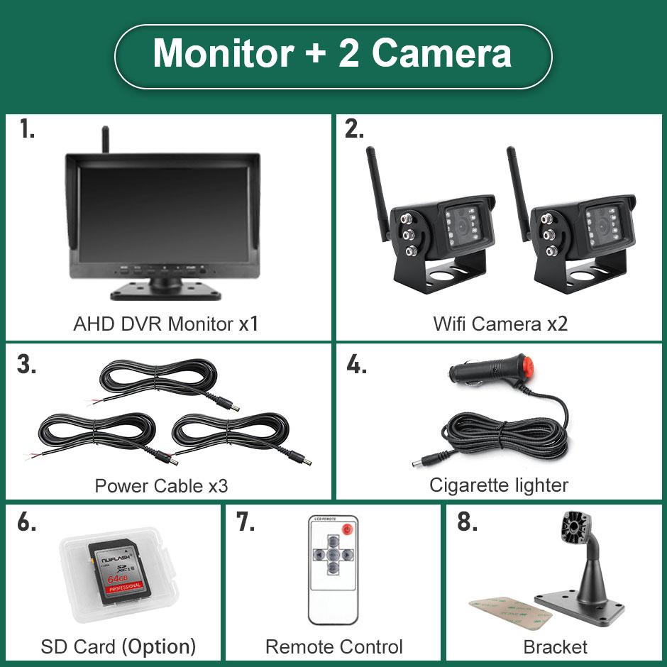 Greenyi 10.1 Inch Digital Wireless 4 Channels DVR Recorder Monitor With Reverse Backup Wifi Camera For Truck Bus Car RV Trailer