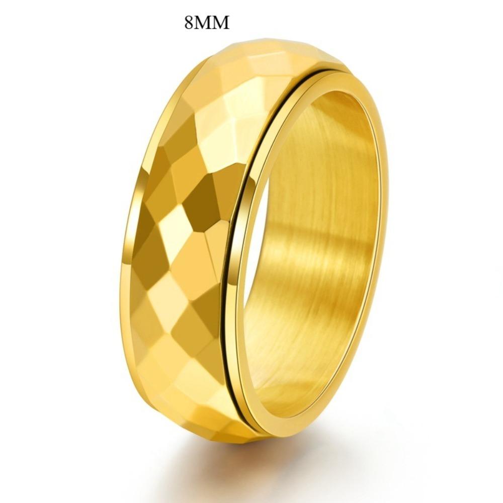 Unisex Titanium Steel Rotating Diamond Ring Wide Narrow Face Trendy Jewelry for Men Women