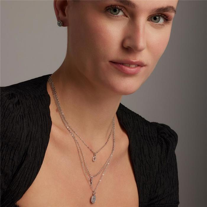 Luxenter Collier de zirconium brillant finition en rhodium - Alphabet G