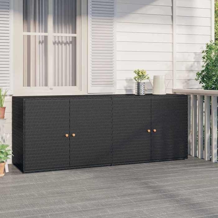 VidaXL Garden Storage Cabinet Black 198x55.5x80 Cm Wicker Resin 319870