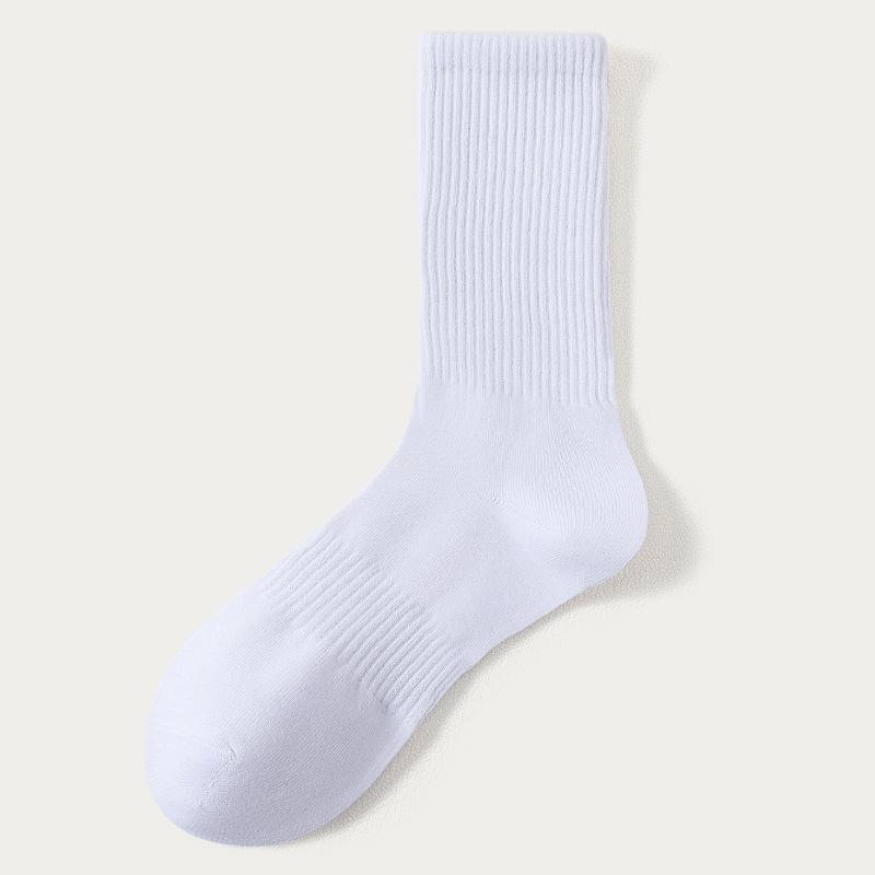 White Socks, Men's Anti-odor Mid-calf Socks, Cotton Socks, Sports Sweat-absorbing Short Calf Breathable, Autumn and Winter Long-calf Socks