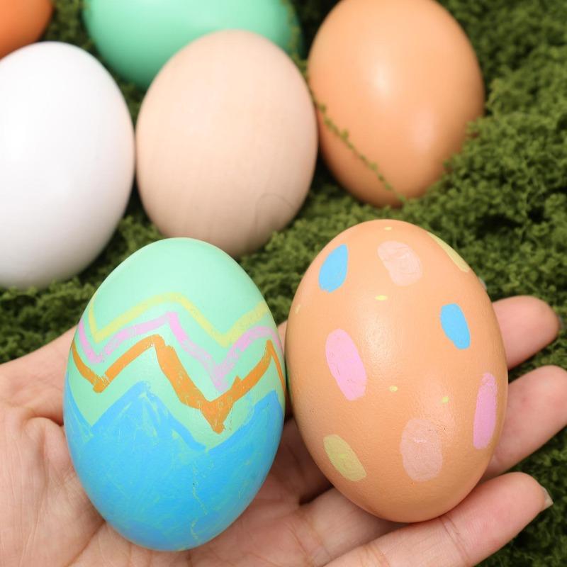 1/10x Wooden Simulation Egg DIY Creative Art Made Unfinished Painted Eggs Party Festival Decoration Children Educational Toys