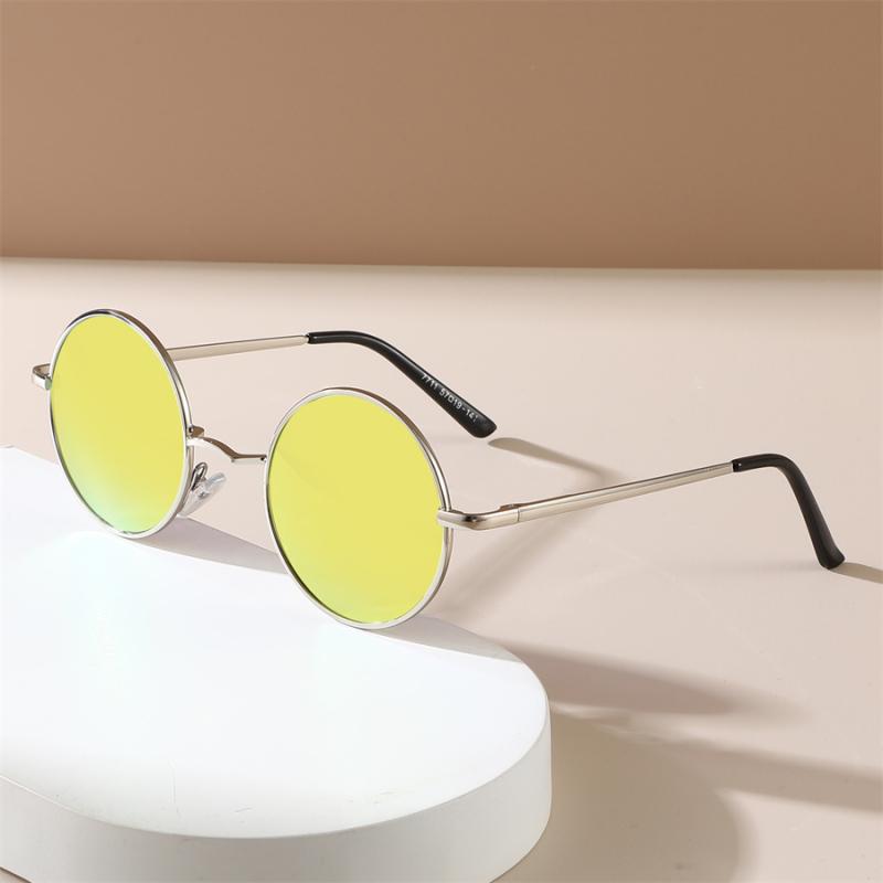 Fashion Retro Round Hippie Sunglasses for Women Men Trendy Punk Disco Party Glasses Circle Metal UV Protection Sunglasses