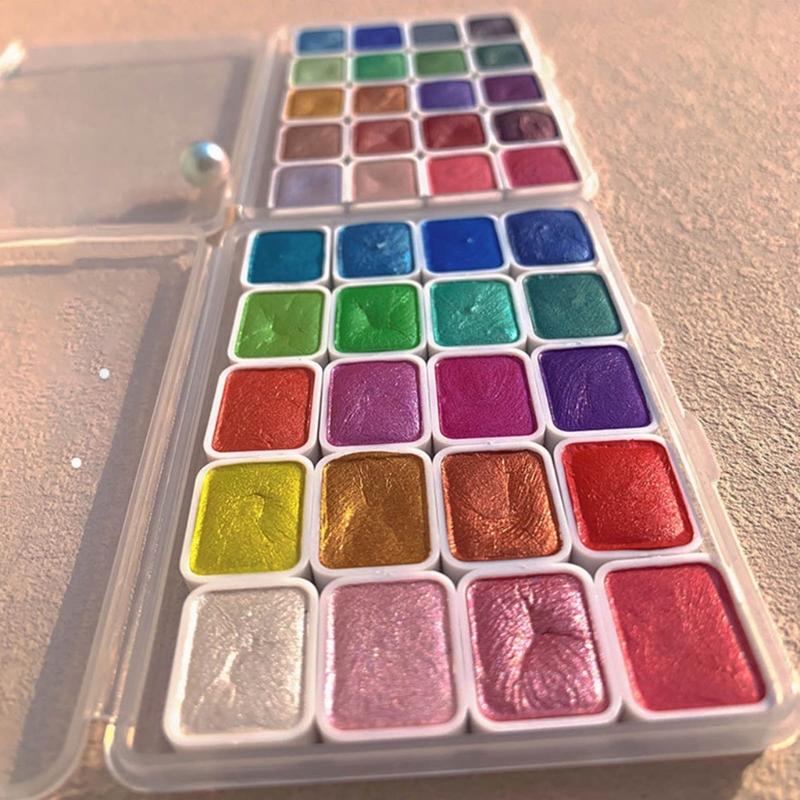 20 Colors Glitter Watercolor Paints Professional Artist Set for Painting on Paper Wood Stone Rock Fabric, DIY Nail