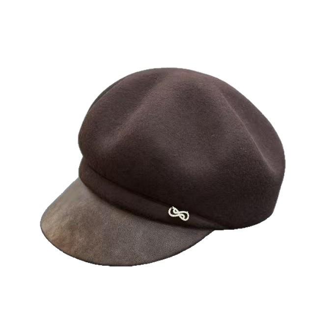 New temperament British retro cap wool newsboy hat women's autumn and winter versatile face little beret