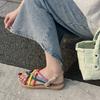 Fashion Comfort Shoes for Women Cross Breathable Flat Sandals Strappy Heels Cross-Shoes Anti-Skid Without  Beach Girls Scandals Slipper