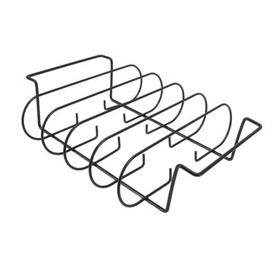 Rib Rack Iron Roasting Stand for Smoking and Grilling Holds Up To 4 Ribs for Outdoor BBQ