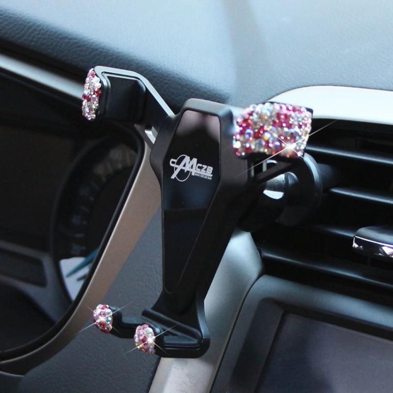 Gyémántberakásos univerzális autós szellőzőrácsos telefontartó tapadókoronggal