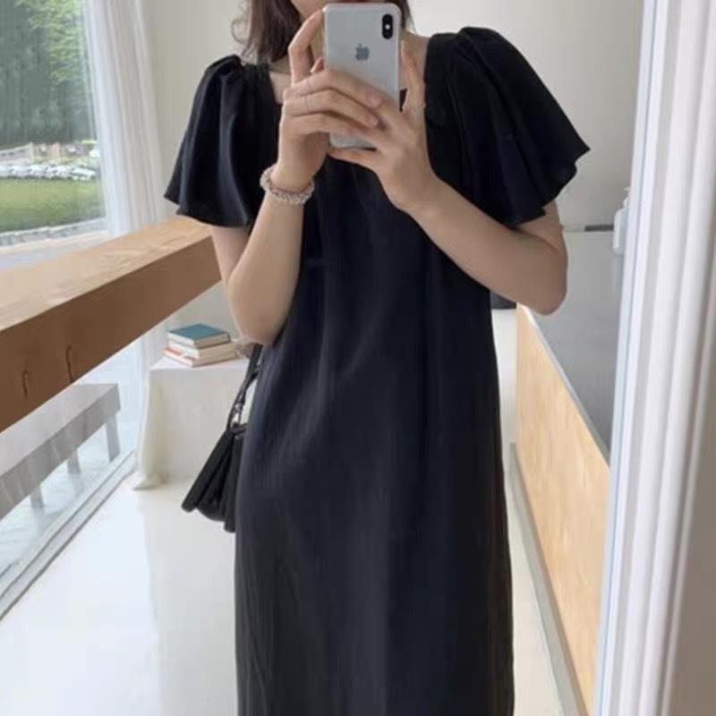 

New square collar French waist dress casual Korean version fashion casual dress summer women s new M