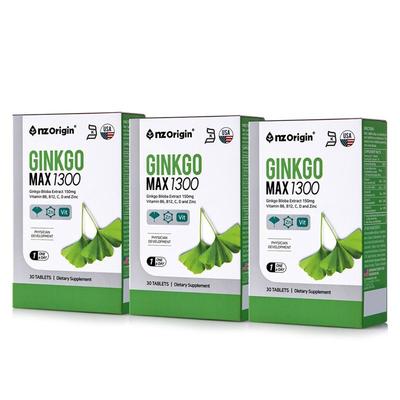 NZ Origin Ginkgo Max 1300 30ct X 3