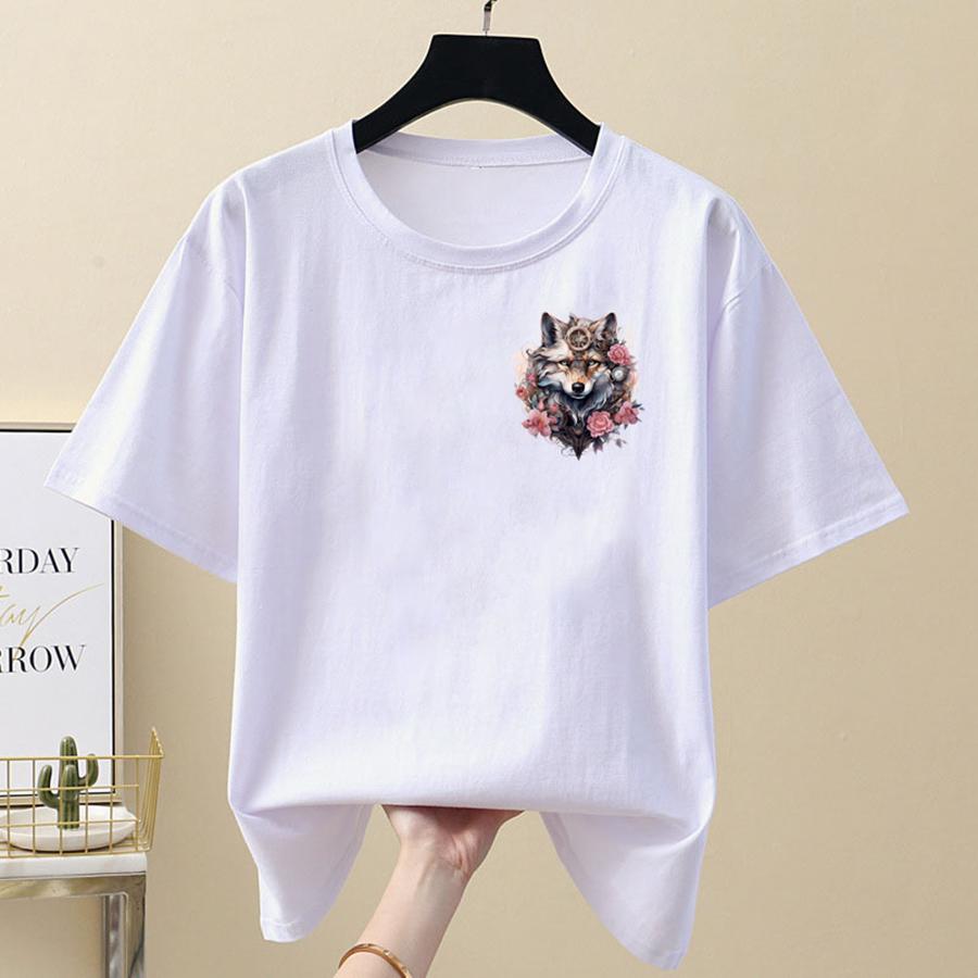 1/2pcs, Handsome Wolf Flowers Heat Transfer Sticker, Mechanical Style Animals DIY Heat Transfer Printing Film, For Throw Pillow Pajamas Socks