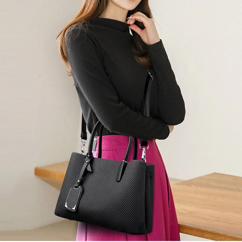 Elegant PU Tote Bag Women Spacious Shoulder With Zip Multi-Compartment Design Daily Commute Mom Use