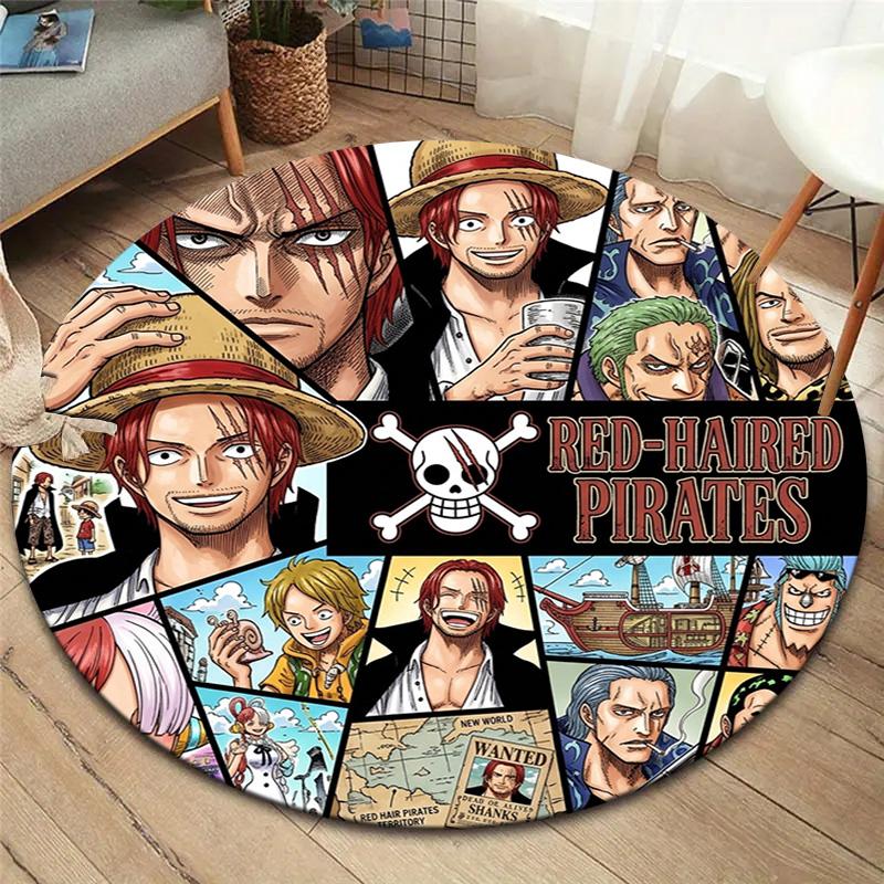 One Piece Poster Round Area Rug Carpet Rug For Living Room Bedroom Sofa Playroom Decor Nonslip Floor Mat