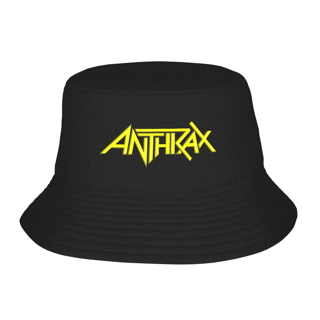 Anthrax Anthrax Yellow Logo Bucket Hat Personality Fisherman Hats Summer Retro Fishing Caps Hip Hop Graphic Sunscreen Hat
