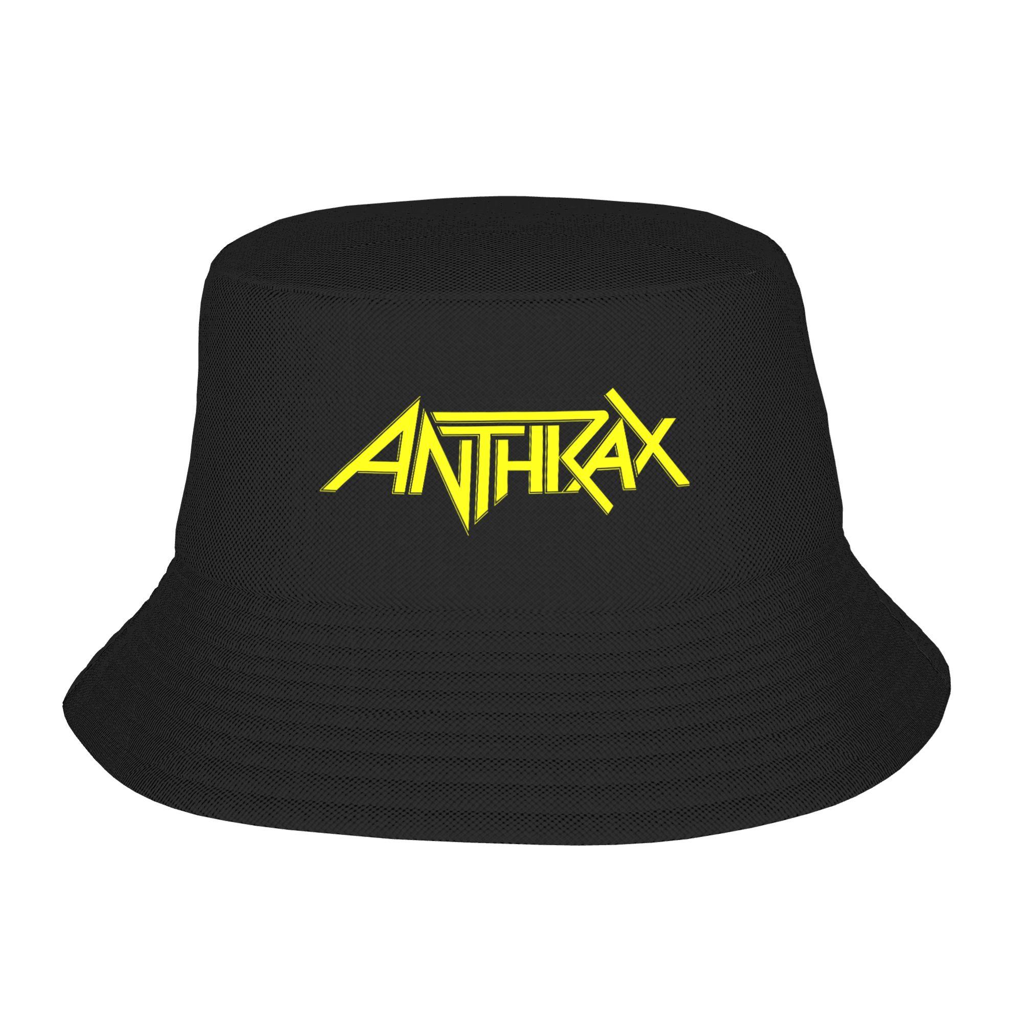 

Бакет-шляпа с желтым логотипом Anthrax Личностная рыбацкая шляпа Летние ретро-рыболовные кепки Хип-хоп Графическая солнцезащитная шляпа One Size