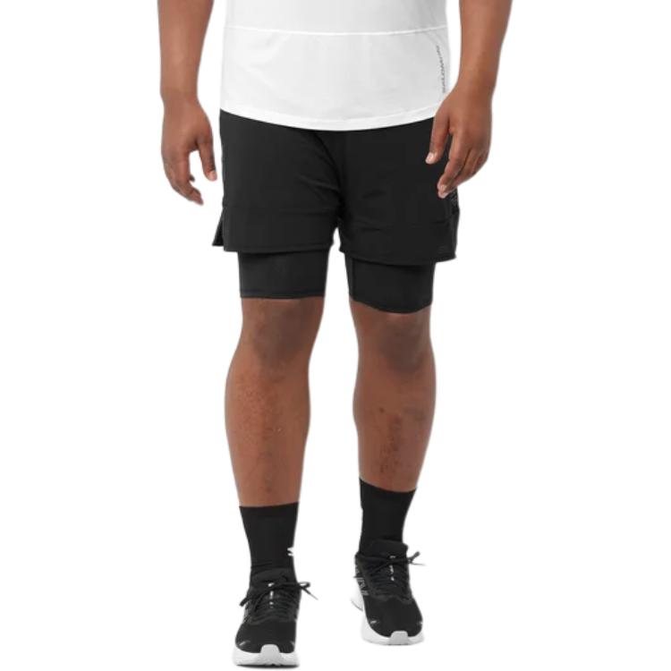 SALOMON High Waist Elastic Letter Slim Fit Casual Shorts Men Shorts Black LC2048200