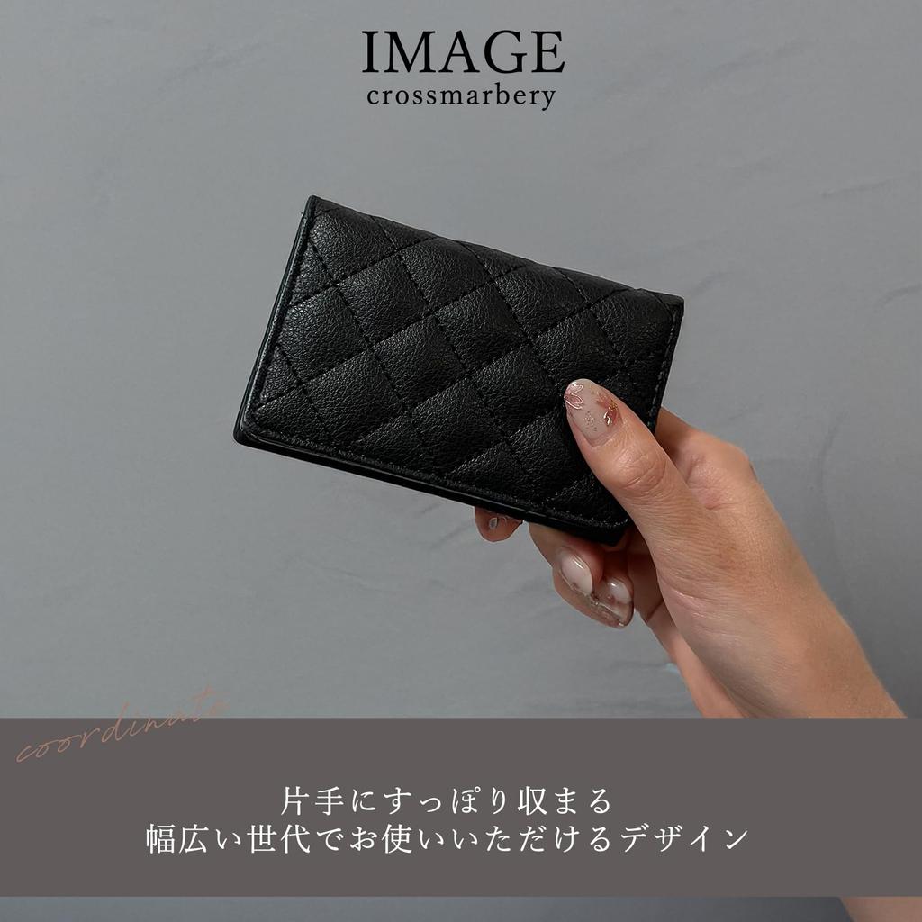 Crossmarberry Stilvolle und Niedliche gesteppte Visitenkartenhülle für Damen mit Magnetischen Trennwänden, Bifold-Design, Leicht, Einfaches Kunstleder, R88 Grau