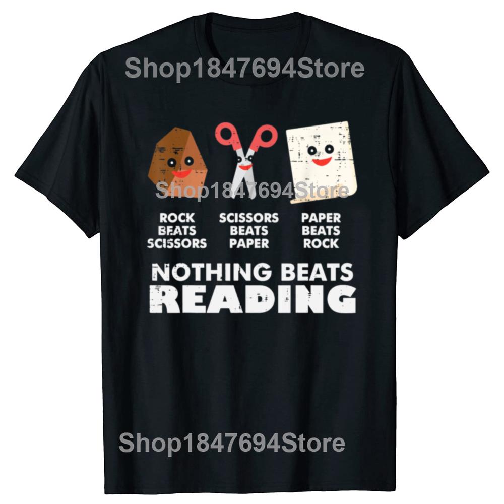 Funny Nothing Beats Reading Book Librarian100% Cotton T-shirts Men Fashion Casual Tshirt Loose Oversized Streetwear T Shirt