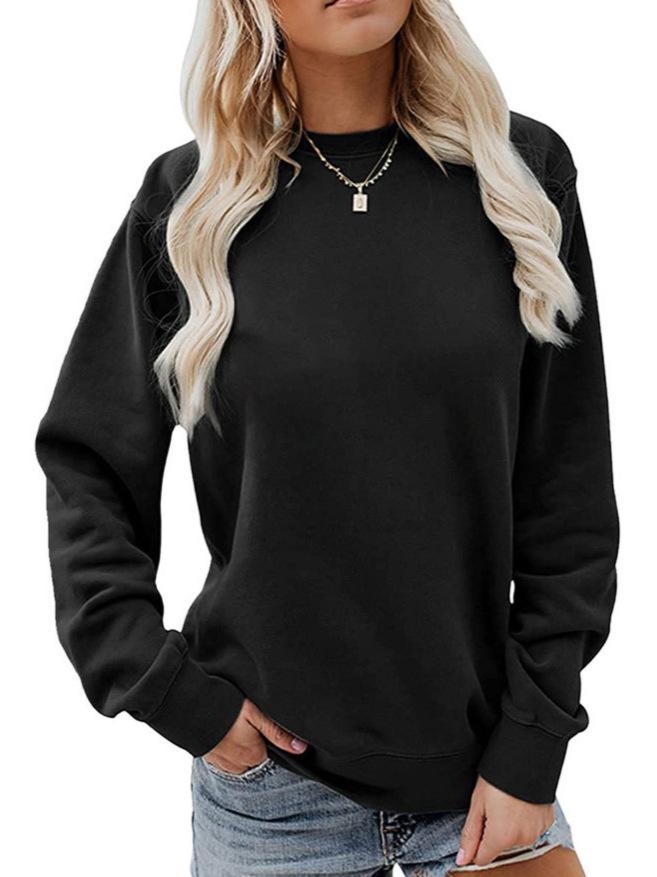Autumn & Winter Women's Loose Round Neck Plus Velvet Hoodie