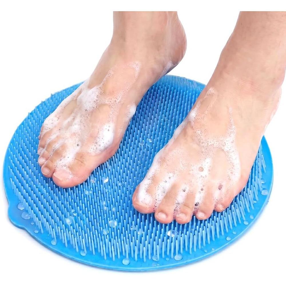 Shower Foot and Back Scrubber, New Silicone Mat with Hanging Hole Suction Cups Body Cleansing Shower Foot Scrubber Back Massager Pad for Men Women