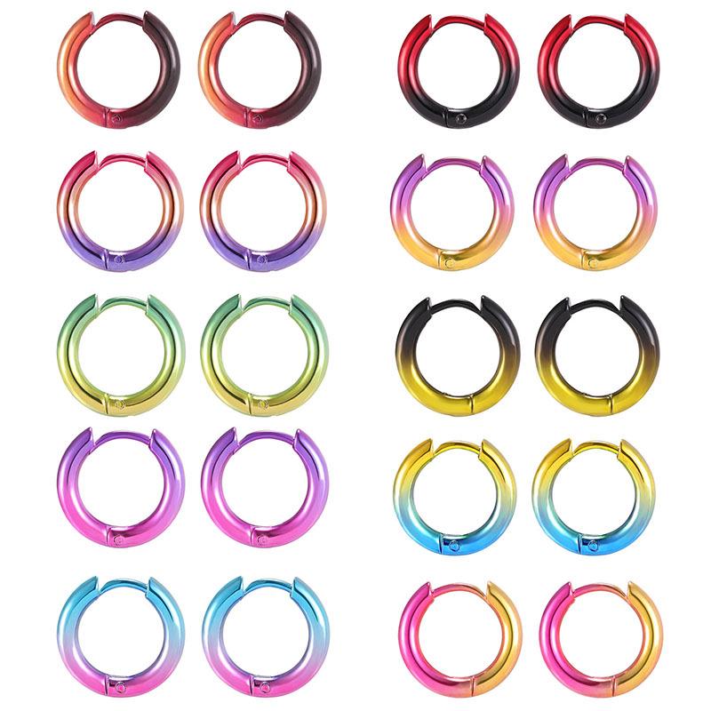 Boucles d'oreilles créoles colorées en acier titane pour hommes et femmes - Manchettes d'oreilles tendance été 2022