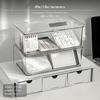 2tier Transparent Plastic Storage Box with Lid, Desktop Organizer for Makeup, Office Supplies,