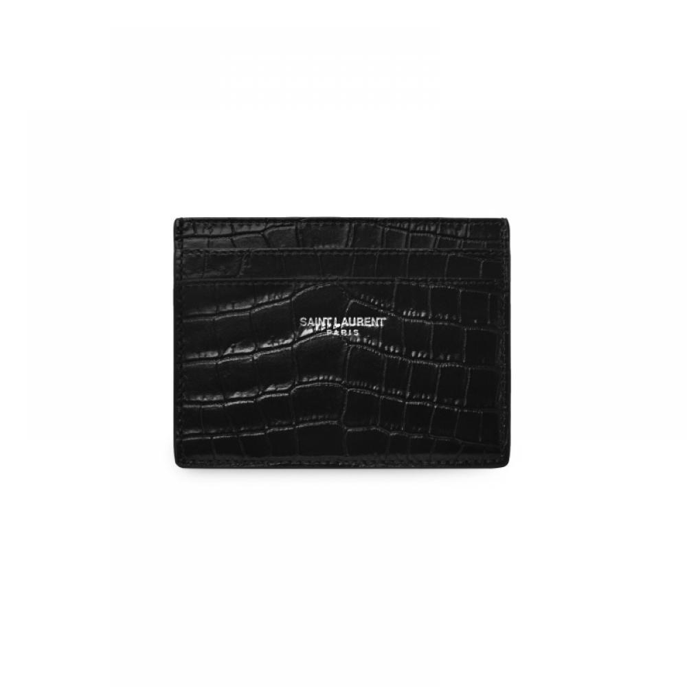 Saint Laurent 375946 Dze0e 1000 Klassischer Kartenhalter mit Krokodilprägung
