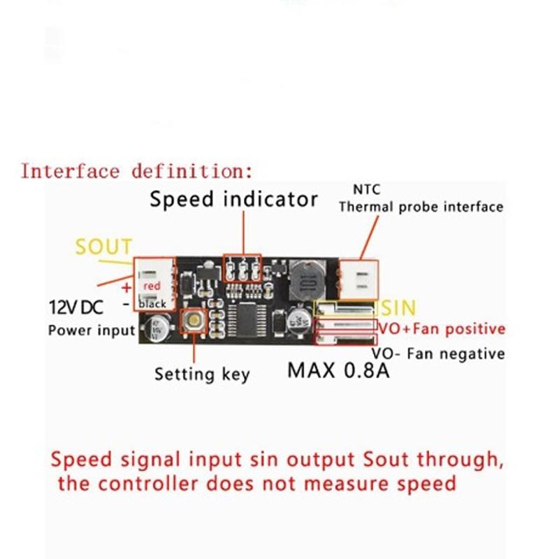NTC B50K 3950 12V 0.8A DC PWM 2-3 Single Wire Fan Temperature Control Speed Controller Chassis Computer Noise Reduction Module