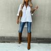 Button Blouse Tops Baggy Shirt Casual Loose Women Long Sleeve