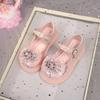2026 Spring Girls' Princess Crystal Soft Sole Leather Shoes