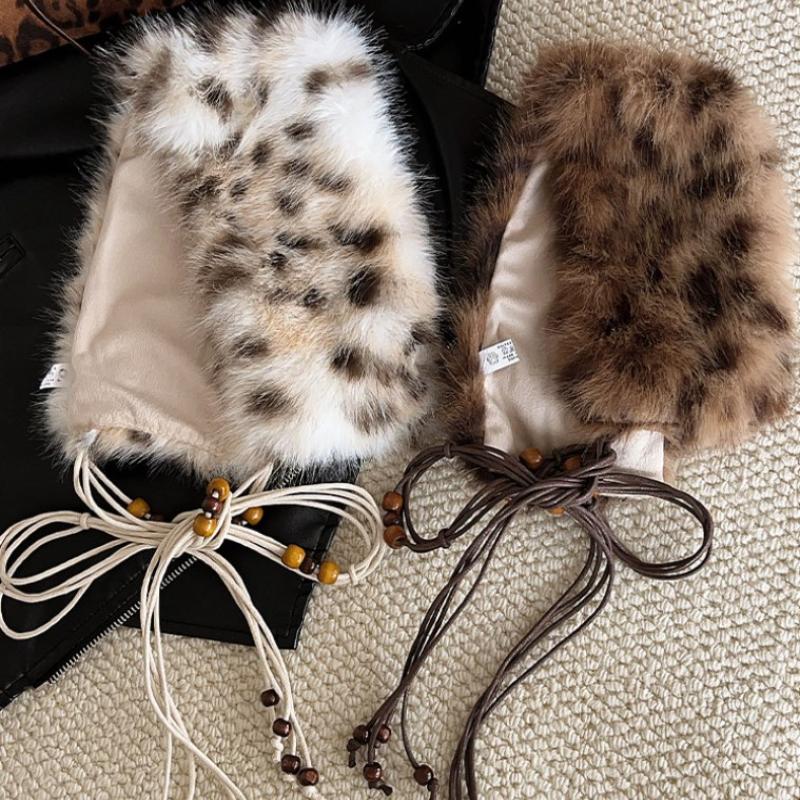Y2K Leopard Furry Fur Belt Vintage Gothic Imitation Belts Sexy Hiphop Waistband Jeans Pants Decor Belt