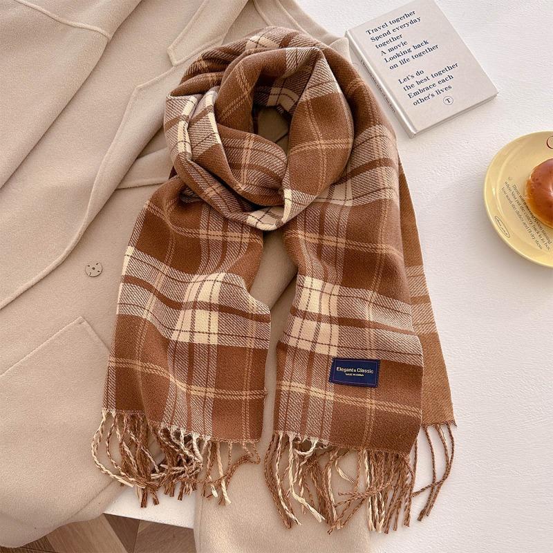 Autumn and winter new versatile scarf women's thickened woven thick beard fringed warm scarf imitation cashmere shawl