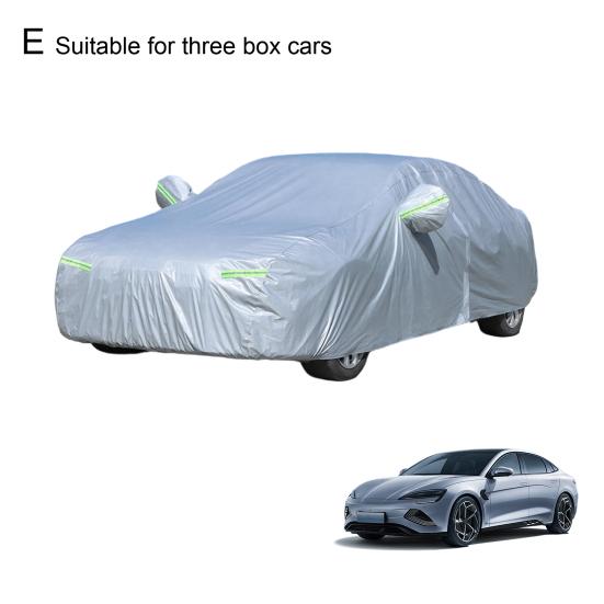 All Season Car Cover with Reflective Stripes Waterproof UV Reflective Snowproof Windproof Outdoor Vehicle Cover for Sun Rain Snow And Dust Universal