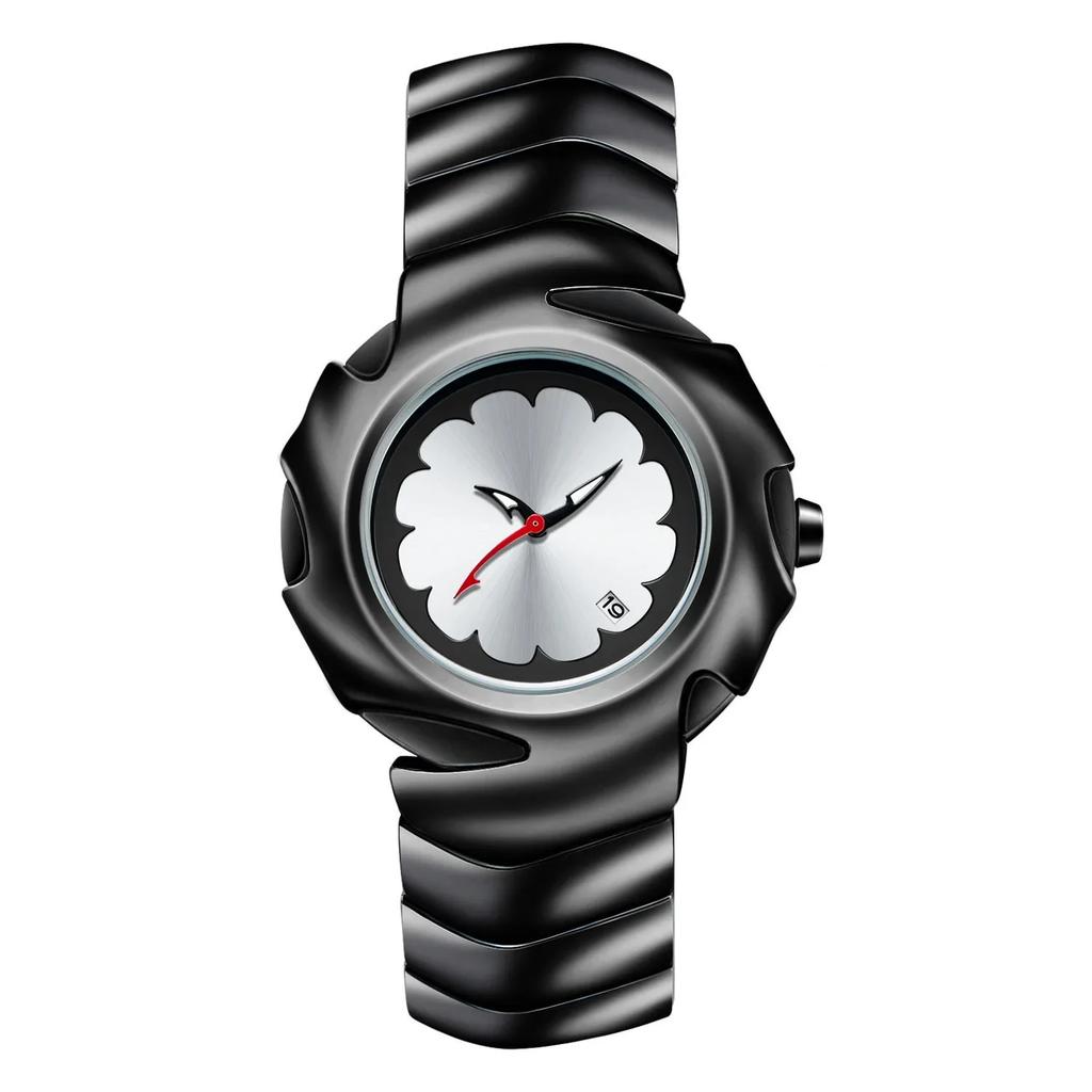Y2k Design Red Quartz Watch Men Dpecial Blade Personalize High Quality Creative Black Medieval Old Steel Unique Men AAA Clock