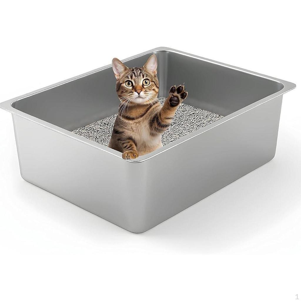 Cat Litter Box Sand Cleaning Basin Anti Splashing Pet Supplies Portable Metal