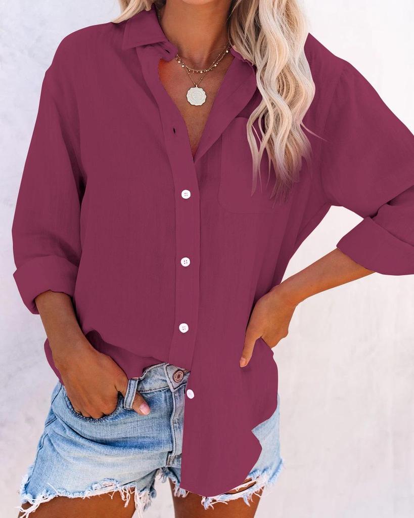 European and American Women's Long Sleeve Casual Lapel Shirt - Autumn/Winter 2020 Collection (Model: MC1033)