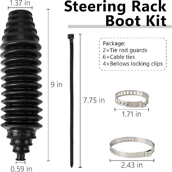 Steering Rack Boot Kit, Universal Steering Rack And Pinion Tie Rod Boots, Dustproof Silicone Inner Tie Rod Boot Set With Rack And Pinion Bellow Cable