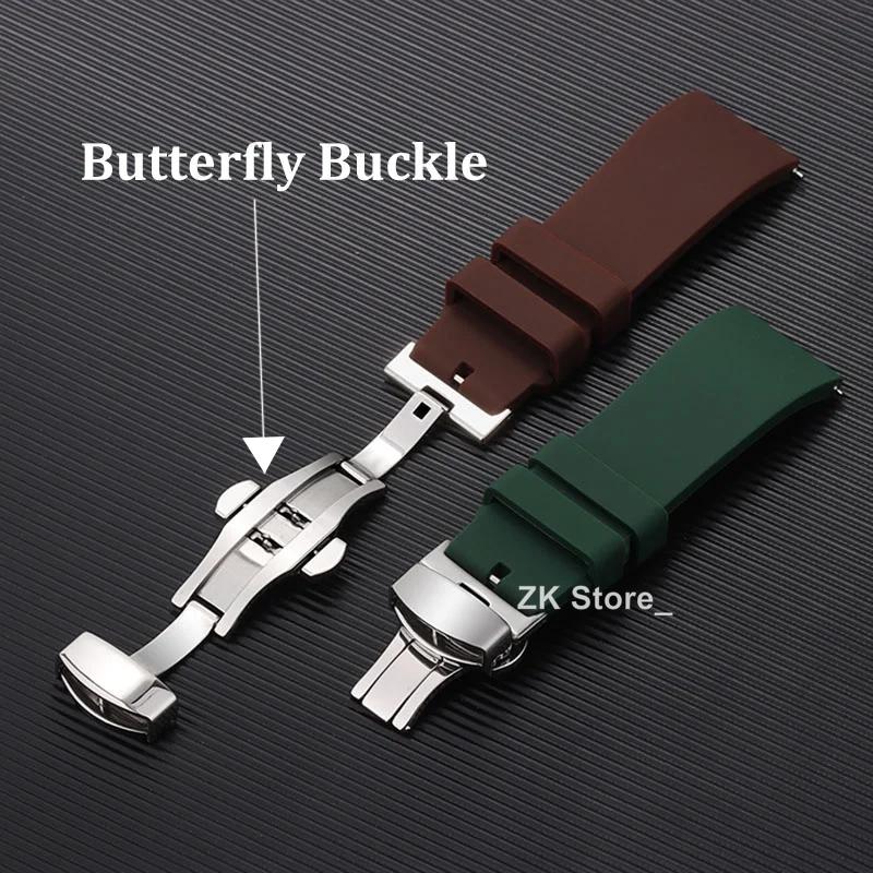 Quick Relase Silicone Rubber Watch Strap 18mm 19mm 20mm 22mm 24mm Sports Watchband Butterfly Clasp Watch Strap Black Brown Red