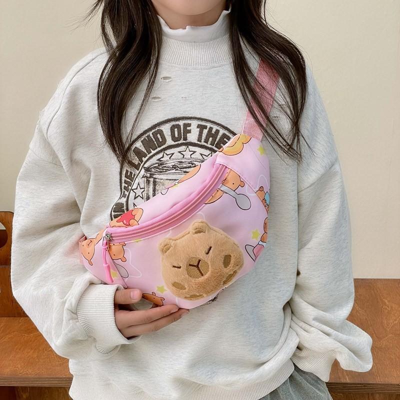 Cute And Fun Capybara Themed Children's Chest Bag Durable Polyester Lining For Everyday