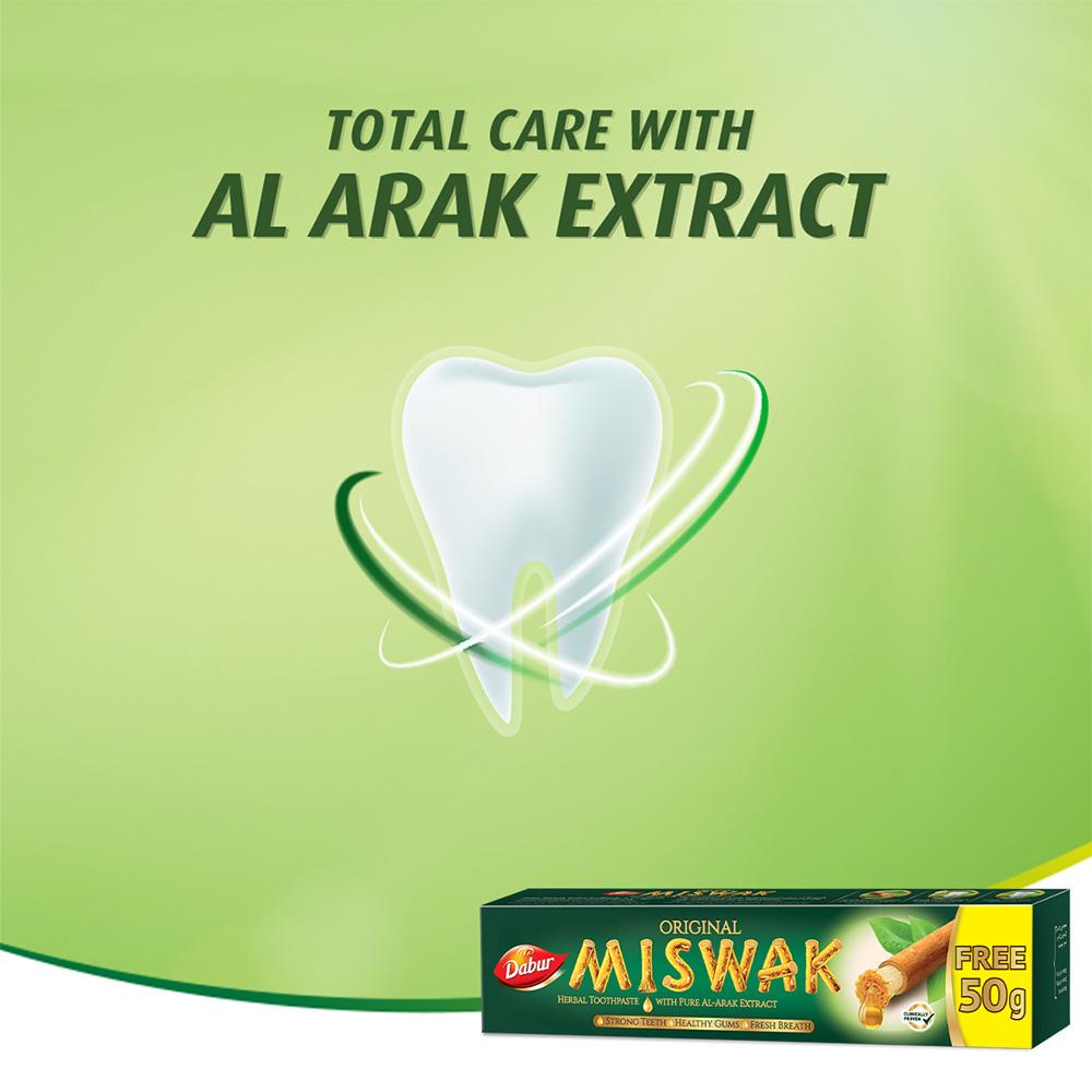 Miswak Herbal Toothpaste (herbal Toothpaste with Pure Miswak Extract) 150g Dabur