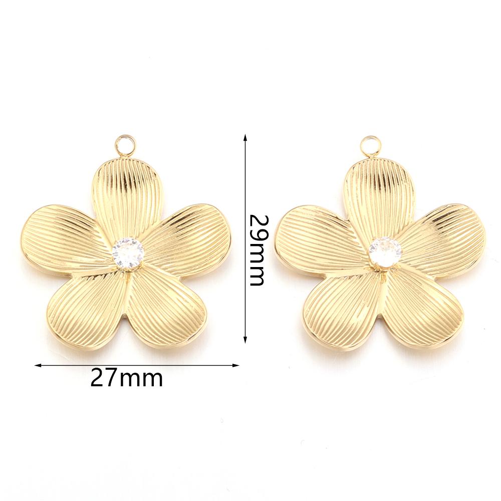 2Pcs Stainless Steel Pearl Flower Enamel Charms Exquisite Gold Color Pendant DIY Necklace Earrings Wedding Party Jewelry Finding