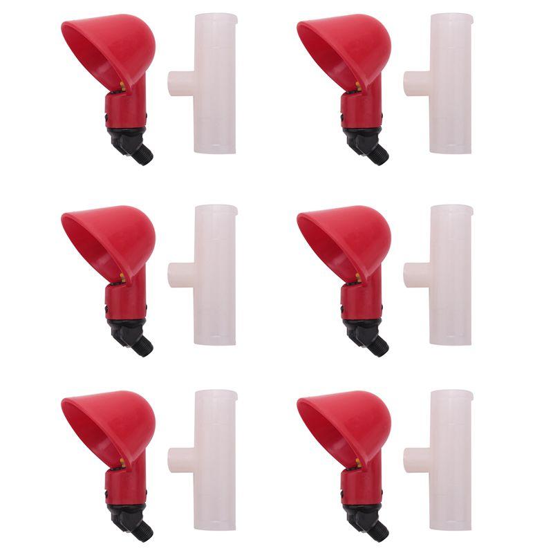 ABWR-Chicken Waterer Cups, Chicken Waterer Feeder Tee Fittings, Automatic Chicken Waterer For Chicken Ducks Quail 24Pcs