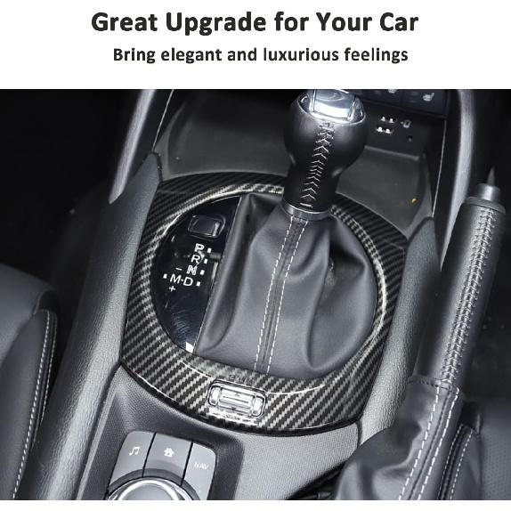 Car Interior Gear Shift Frame Trim Sticker for Mazda MX-5 ND 2015-2023 Center Console Panel Trim Cover Interior Accessories (Carbon Fiber)