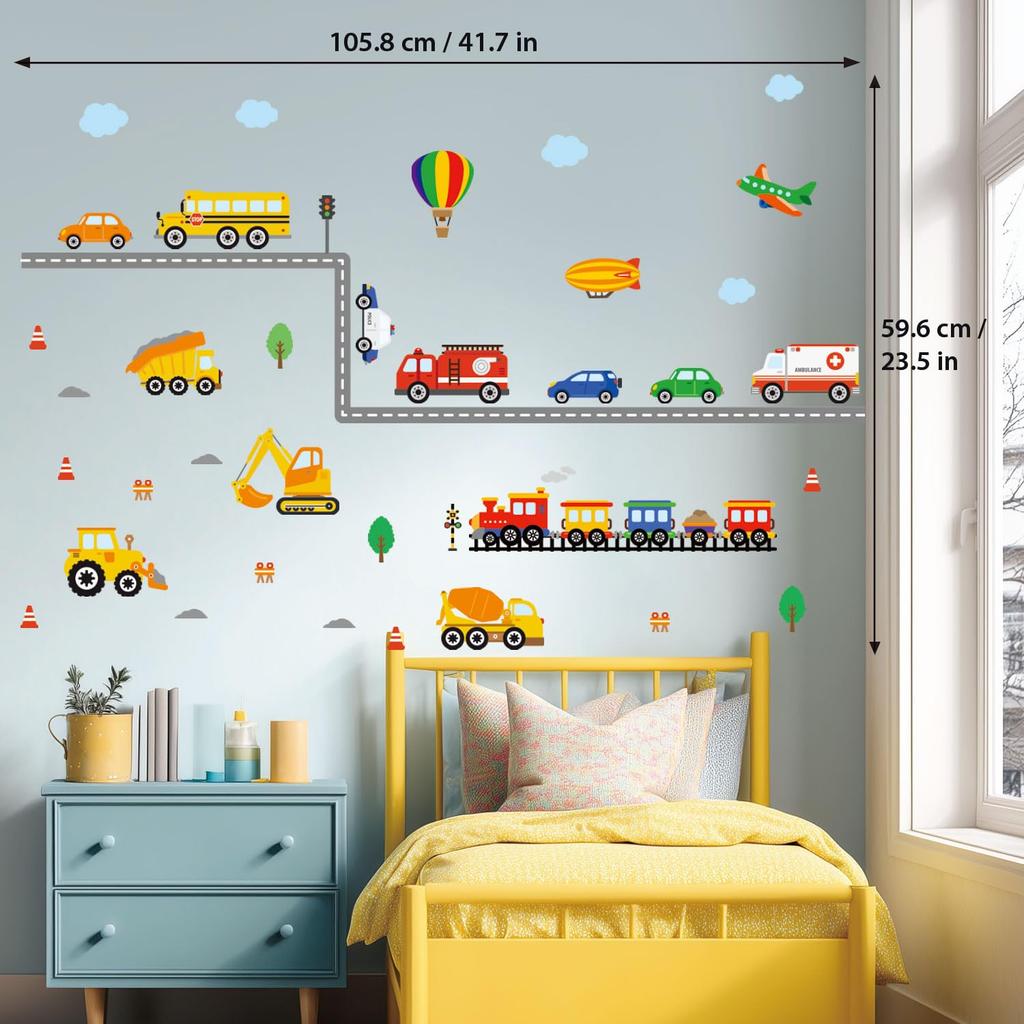 DECOWALL Transport Wall Stickers for DIY Wall Transfer Wall Art Stickers for Decorative Living Kitchens DS-8047 Kindergarten, Nursery, Kids' Rooms, -